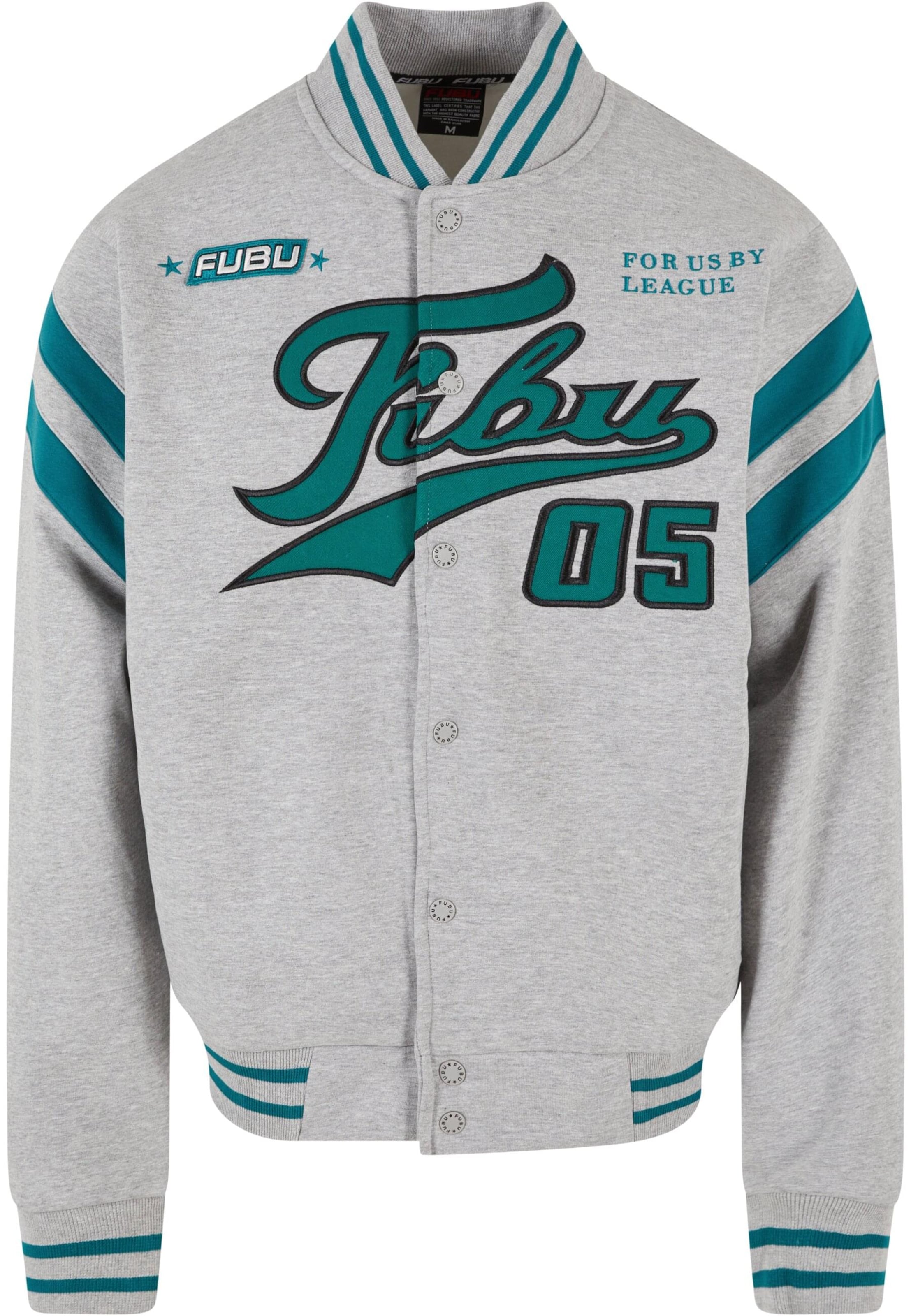 FUBU Кофта на молнии 'Varsity' в Серый: спереди