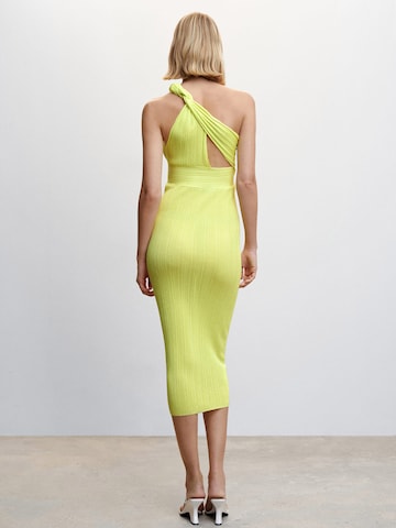 MANGO Gebreide jurk 'Twister' in Geel