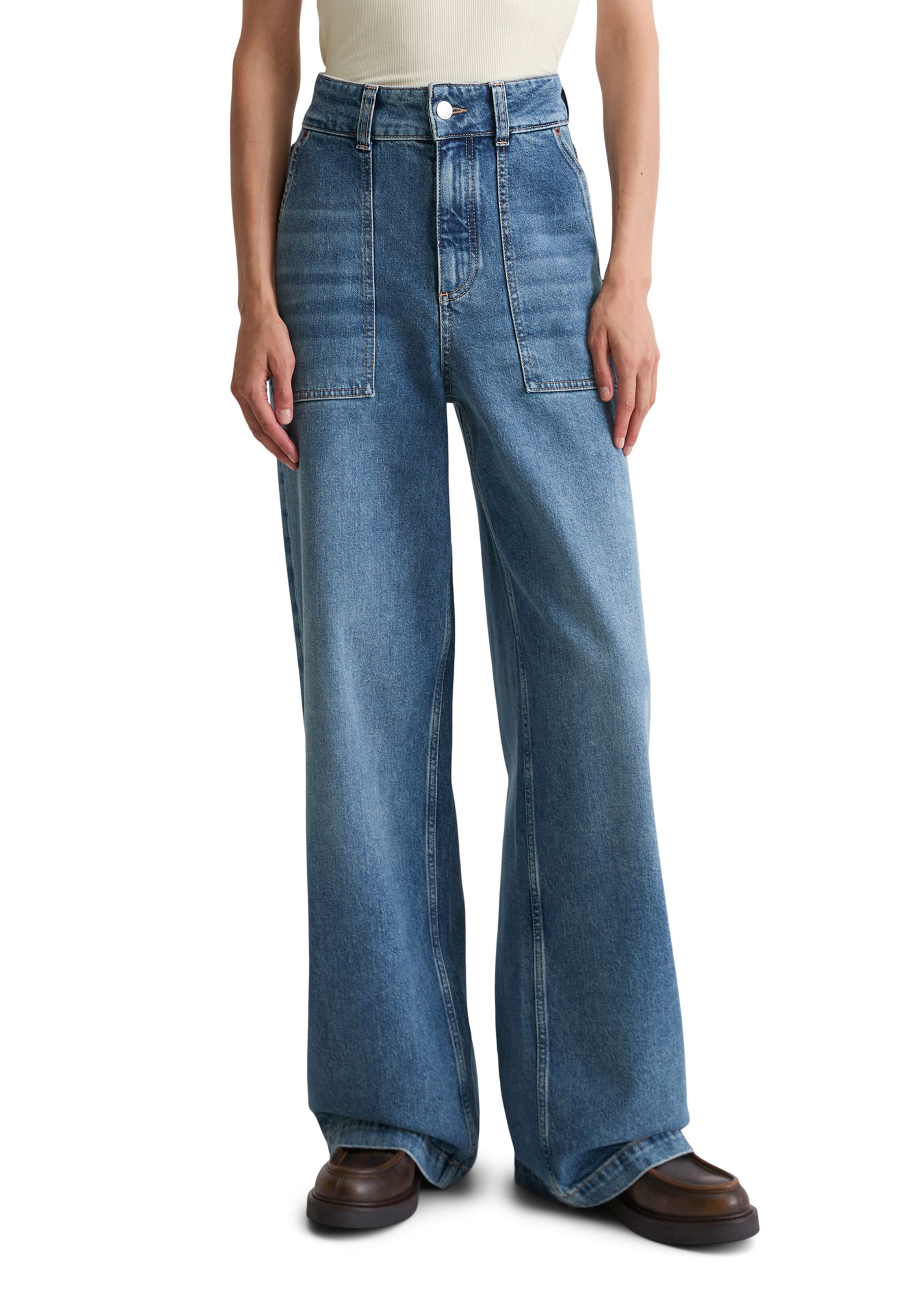 Marc O'Polo Wide leg Jeans 'Sjva' in Blauw: voorkant