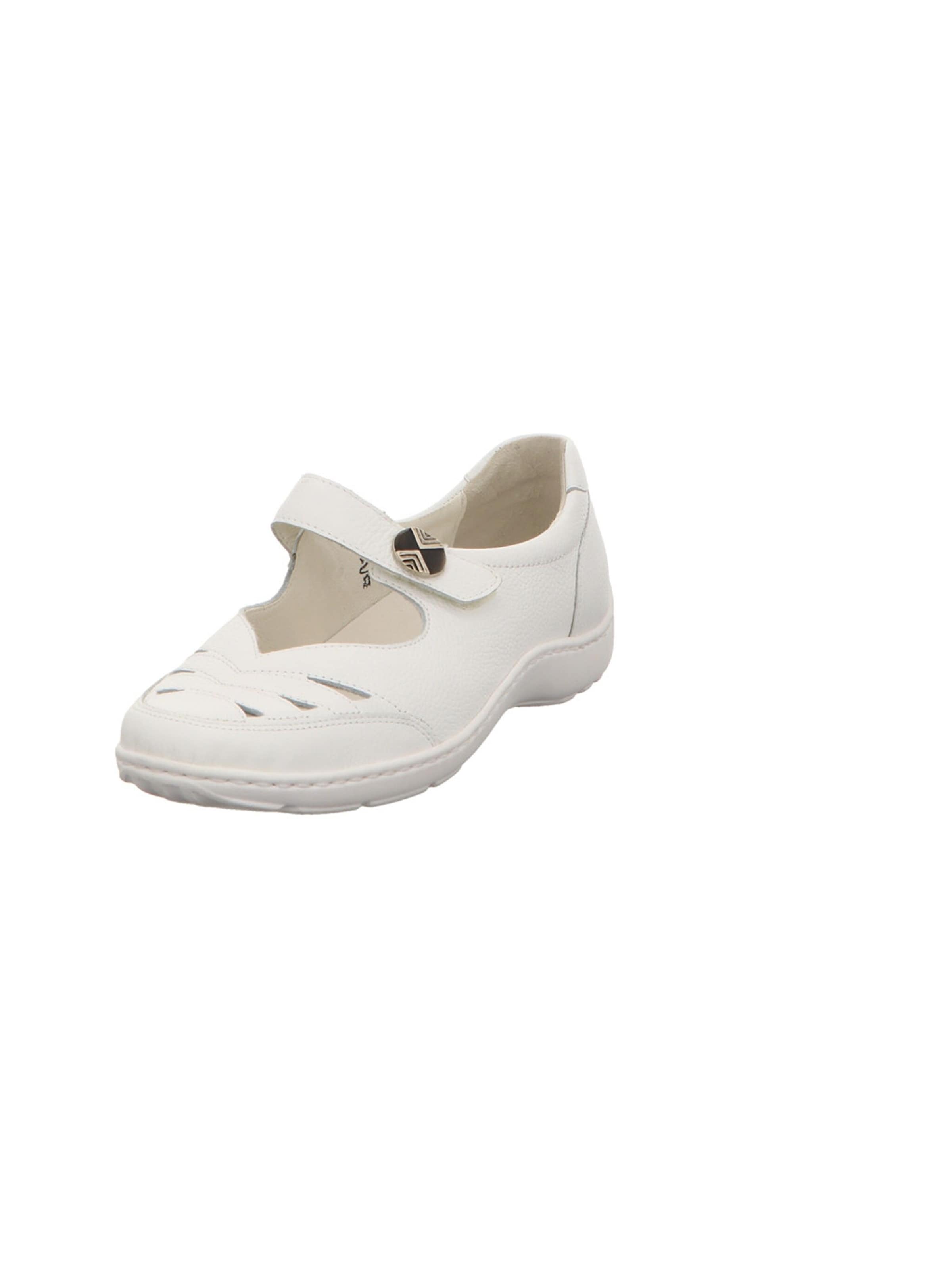 WALDLÄUFER Ballet Flats with Strap 'Henni' in White: front