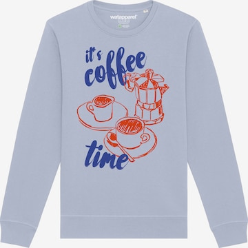 Watapparel Sweatshirt 'Its Coffee Time' in Blau: Vorderseite