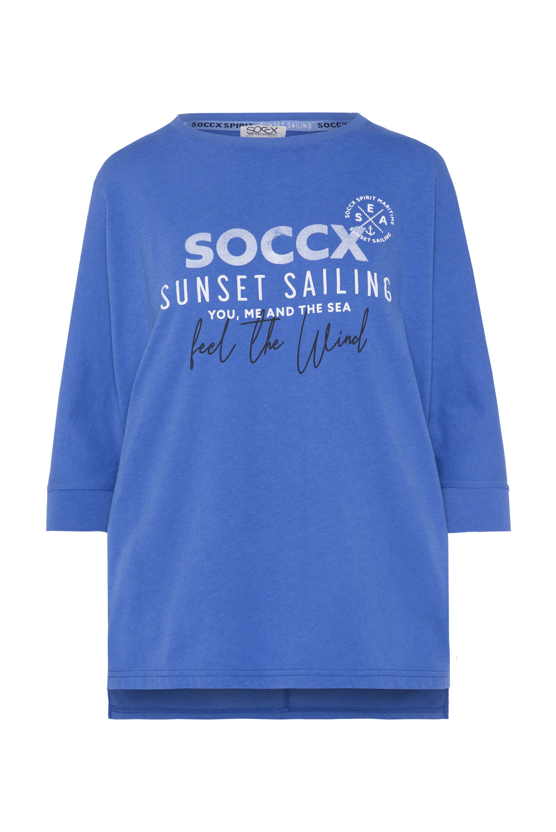 Soccx Oversized-Shirt mit Fledermausärmeln und Print in blau, Produktansicht