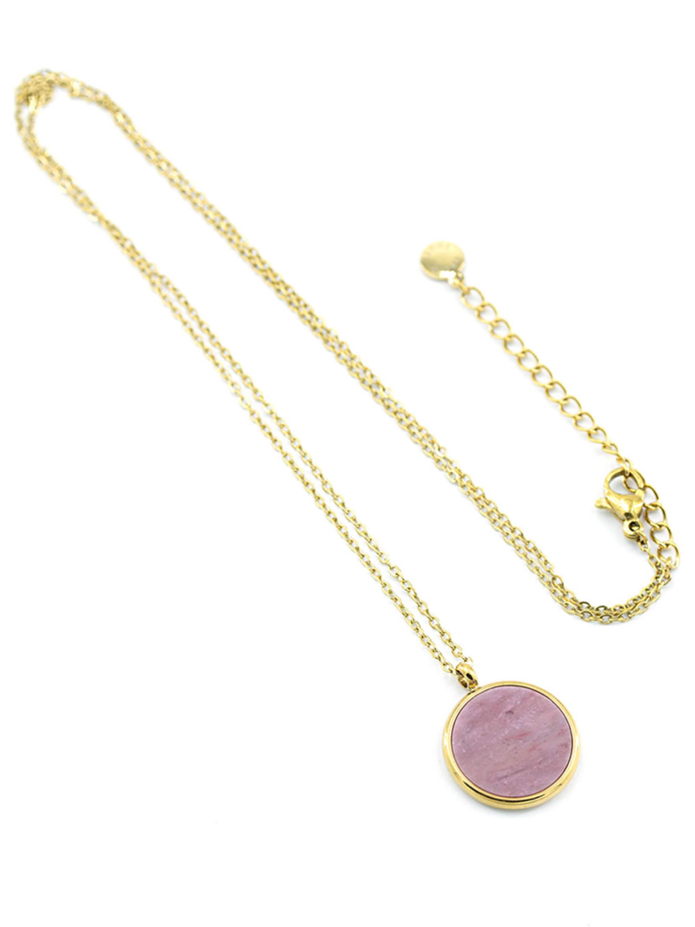 Sergio Engel Kette 'Beach Kette 02 Vergoldete Edelstahlkette mit Natursteinanhänger'‌‌‌‌‌‌ in Pink: Vorderseite