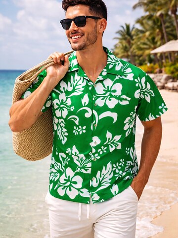 King Kameha Shirt 'Hibiscus' in Groen