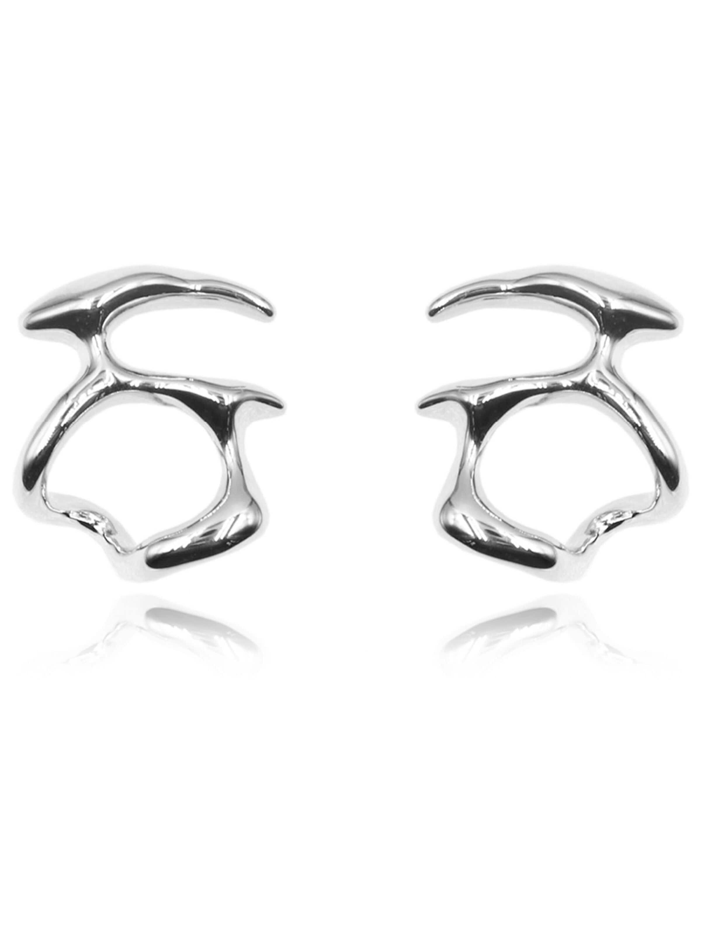 Nightini Earrings 'Skulpturale' in Silver: front