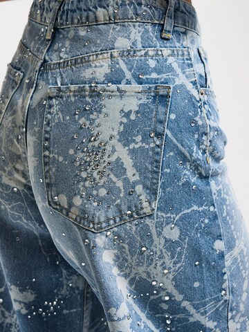 IT'S BASIC Wide leg Jeans 'RHINESTONE PALAZZO MID RISE JEANS' in Blue