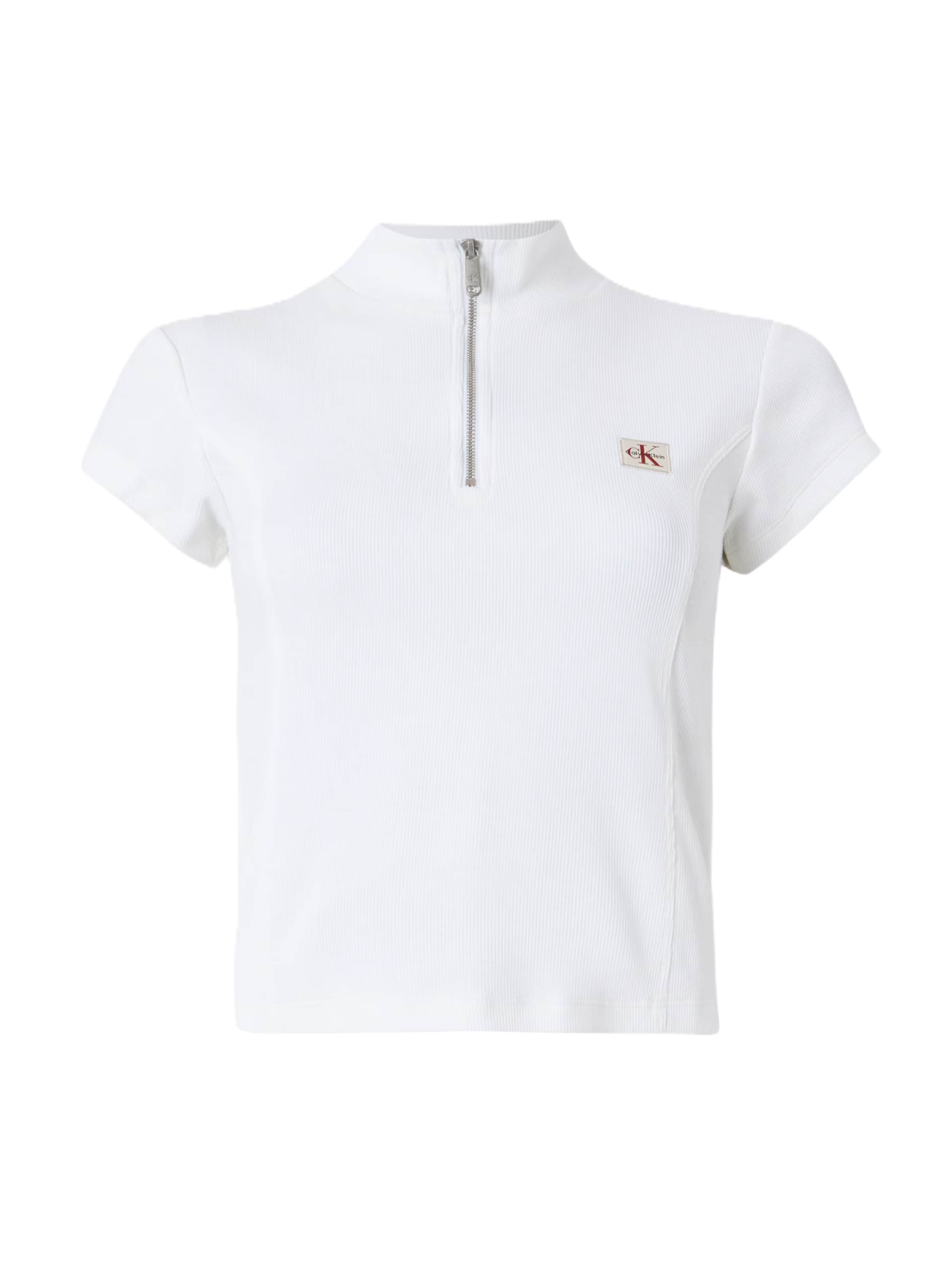 Regular Tricou 'Monologo Quarter-zip' de la Calvin Klein Jeans pe alb: față