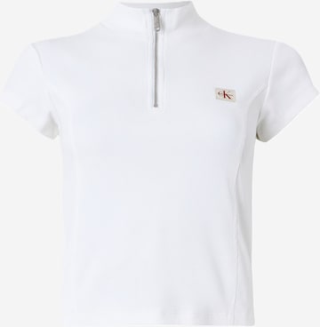 Calvin Klein Jeans Shirt 'Monologo Quarter-zip' in Wit: voorkant