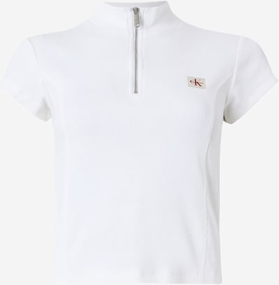 XS-S dydžio Marškinėliai 'Monologo Quarter-zip' iš Calvin Klein Jeans, spalva – balta, Prekių apžvalga