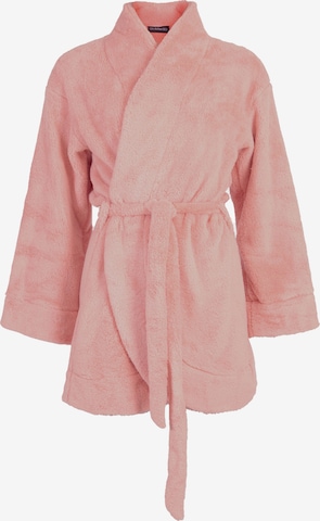 OW Collection Short Bathrobe 'DREAM' in Pink: front