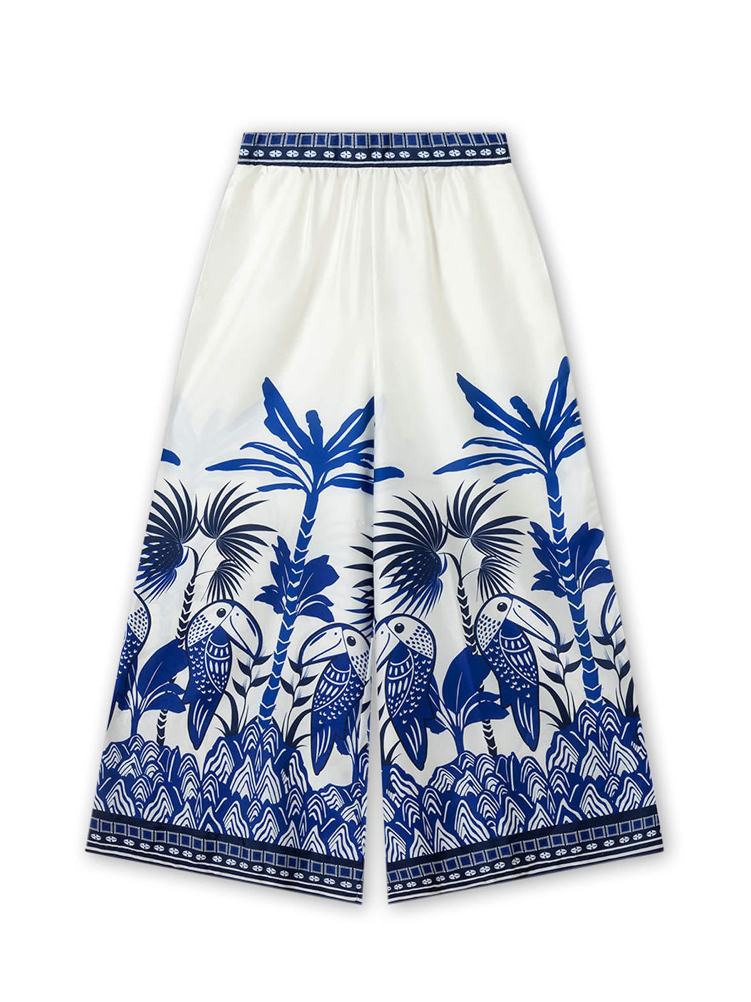 Gisela Широка кройка Панталон пижама в синьо: отпред