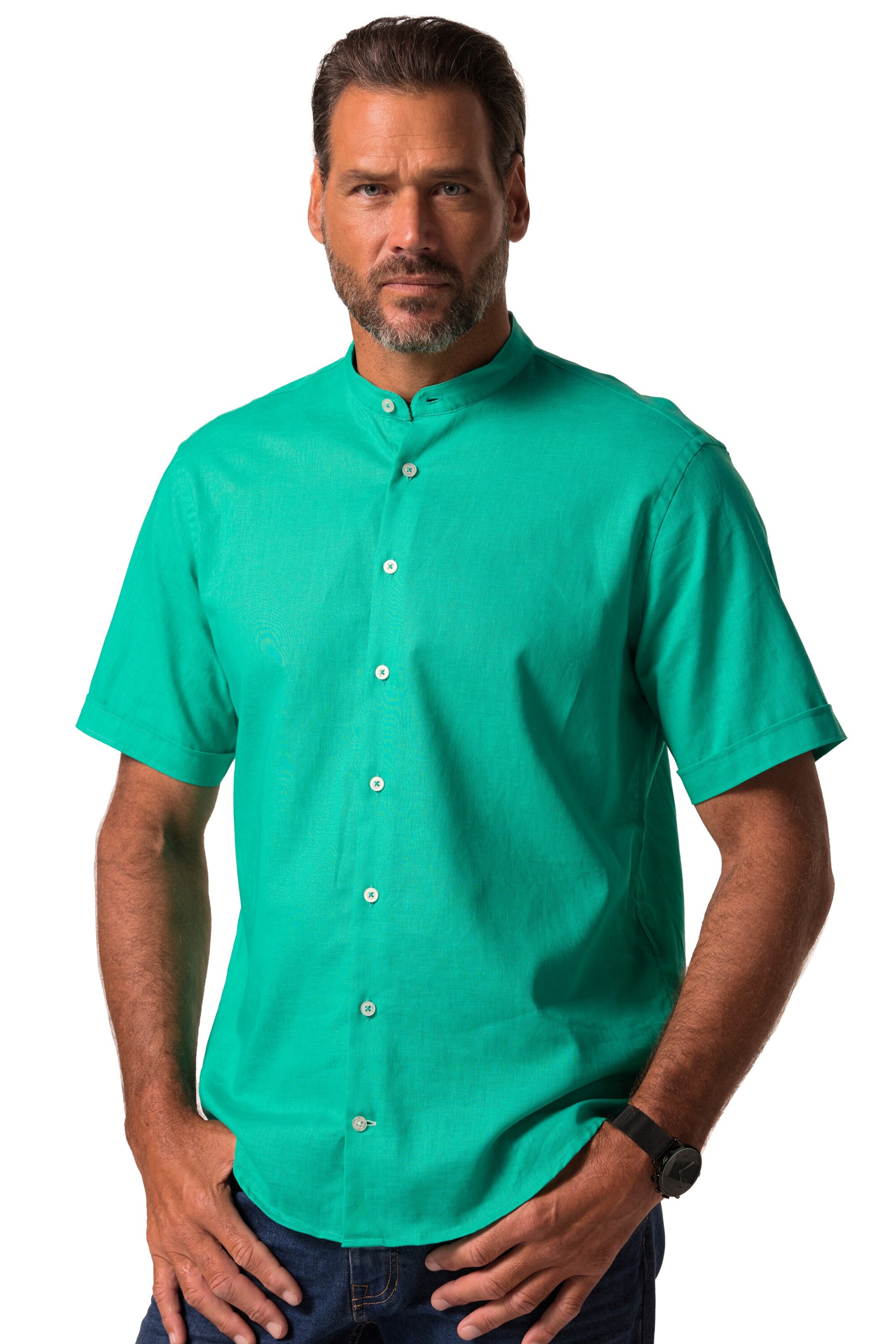 JP1880 Regular fit Overhemd in Groen: voorkant