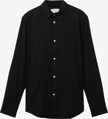 TOM TAILOR DENIM Button Up Shirt in Black: front