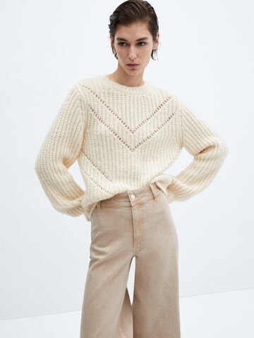 MANGO Wide Leg Jeans 'Catherin' in Beige