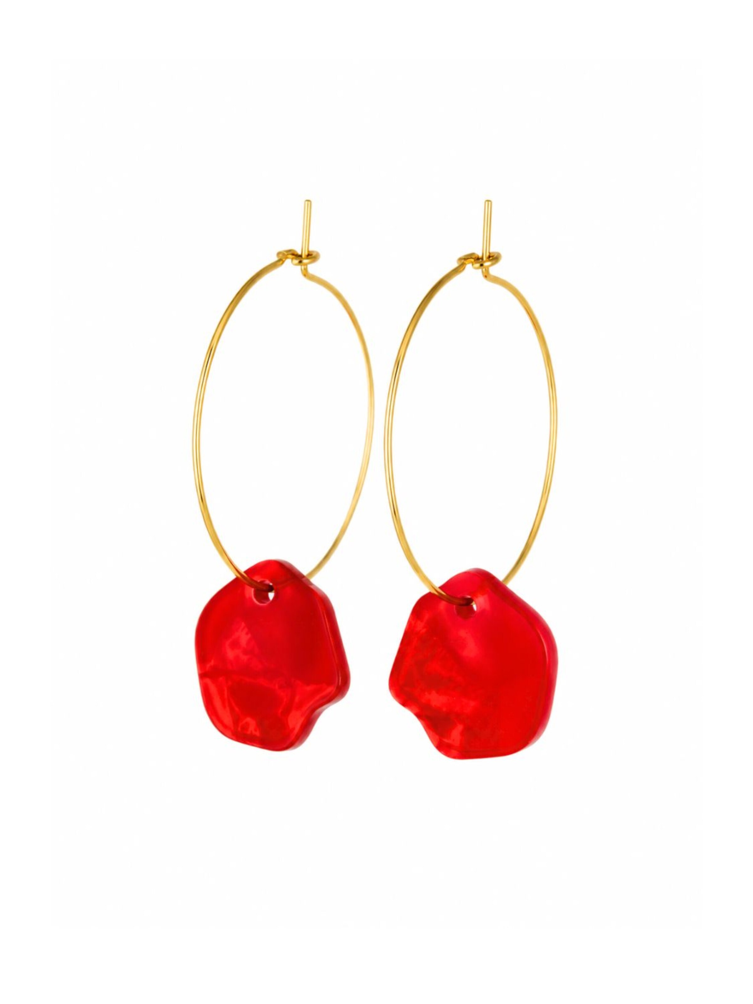Fräulein Wunder Earrings 'Acetat Creolen Alice' in 2.5 cm x 2.5 cm in Ruby red, Item view