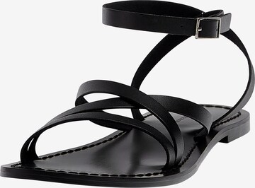 Pull&Bear Strap Sandals in Black: front