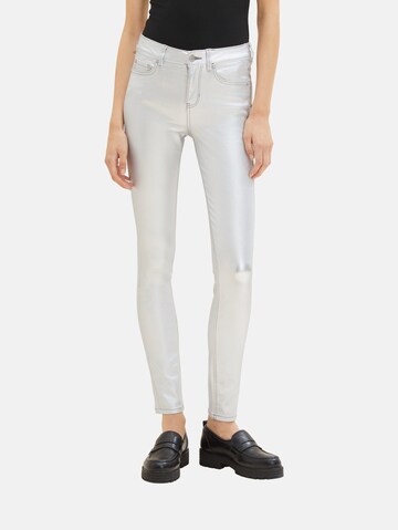 TOM TAILOR DENIM Skinny Jeans 'Nela' in Zilver: voorkant