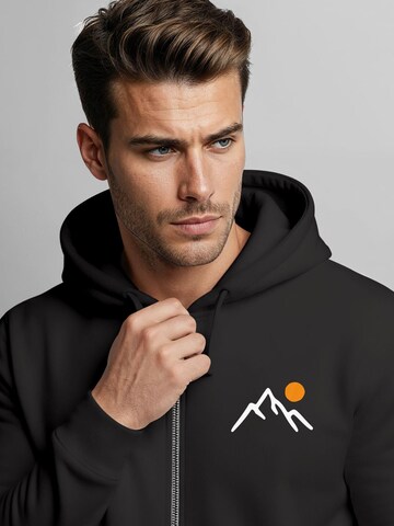 Neverless Zip-Up Hoodie 'Mountain Sun' in Black