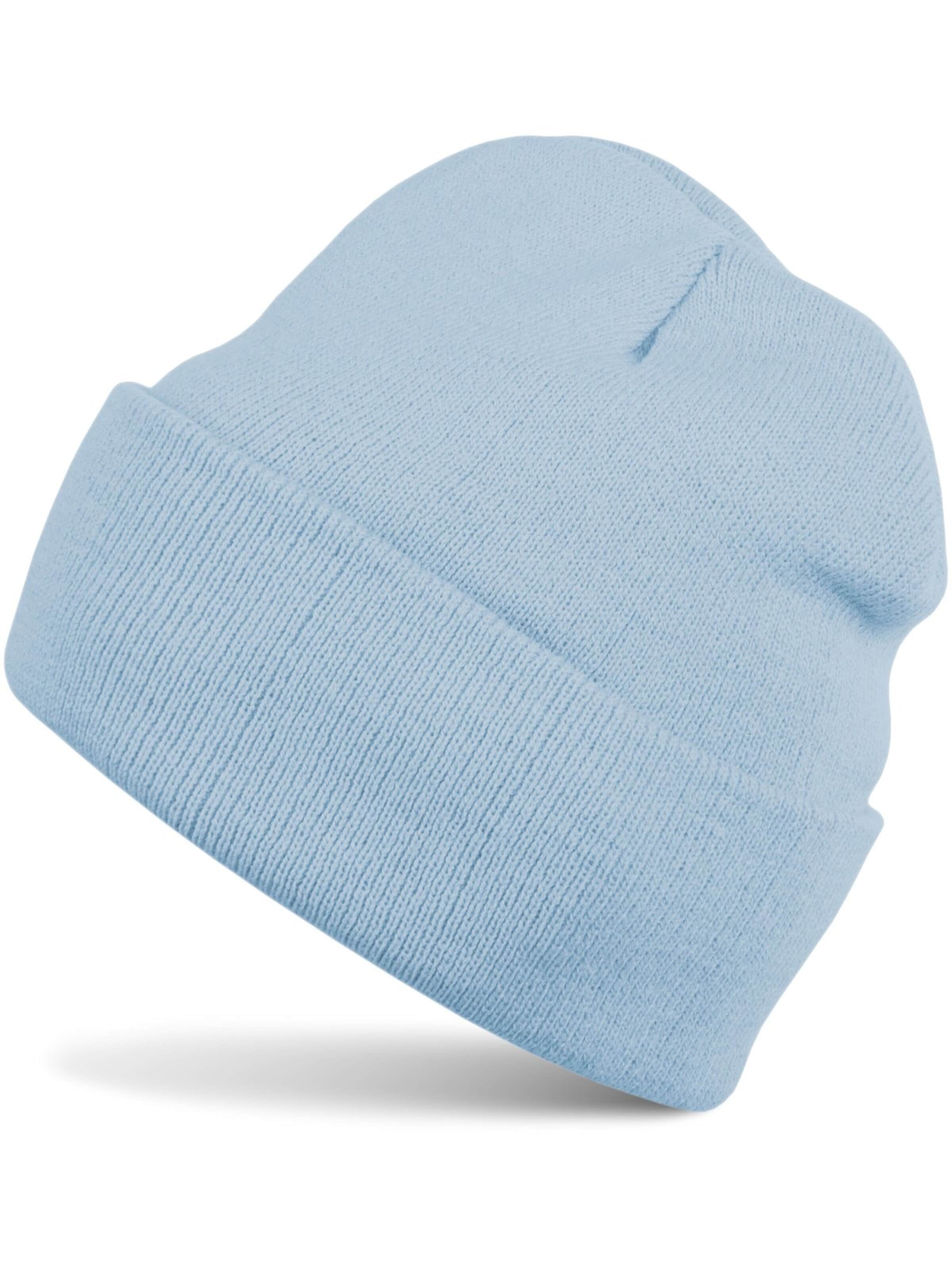 styleBREAKER Beanie 'Kinder Strickmütze mit Krempe' in Blue: front