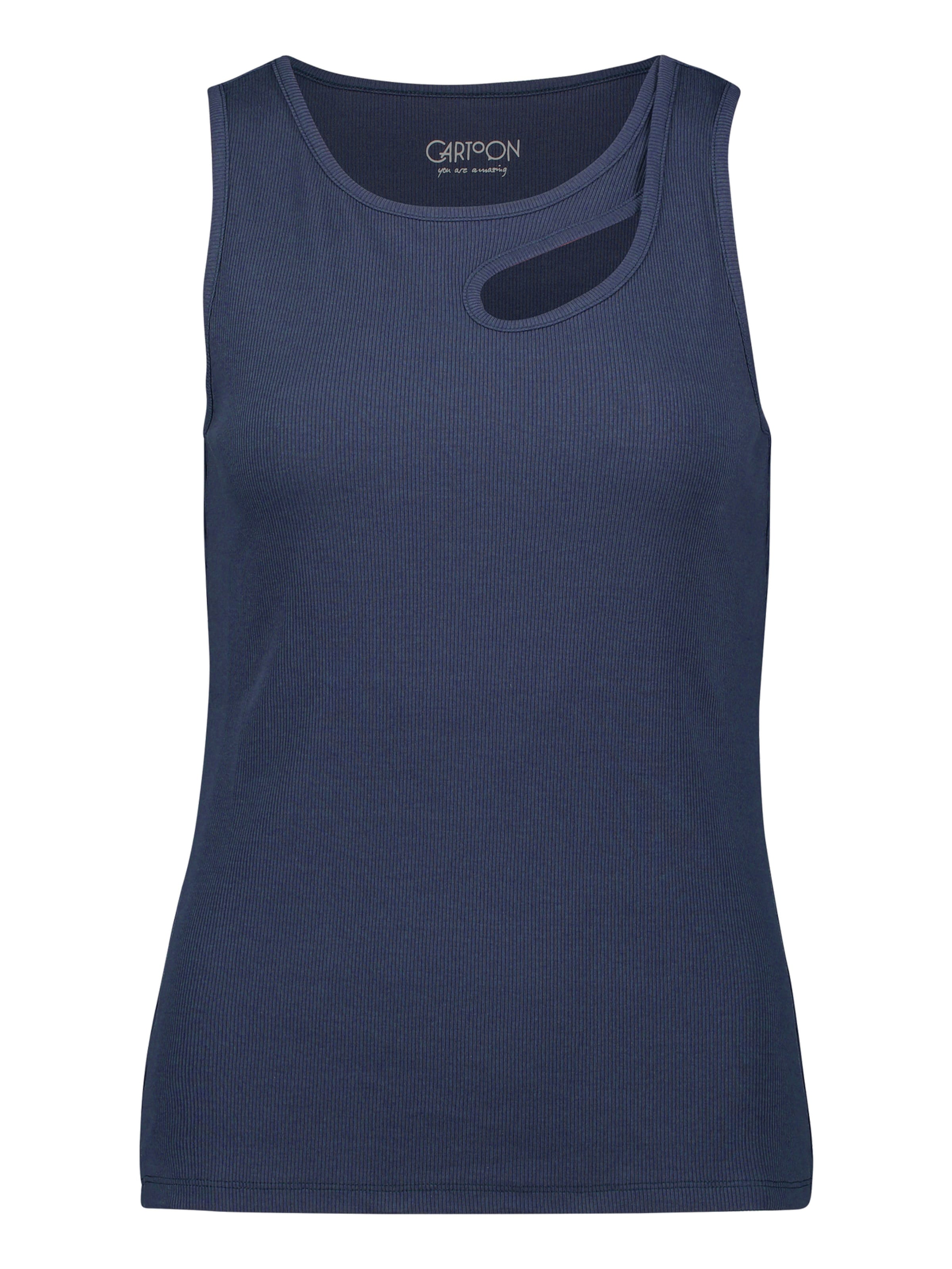 Cartoon Basic-Top mit Rundhalsausschnitt in Blau: Vorderseite