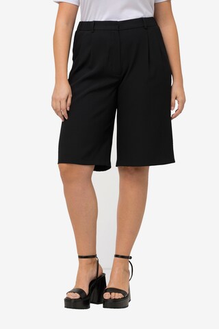 Ulla Popken Loose fit Pleat-Front Pants in Black: front