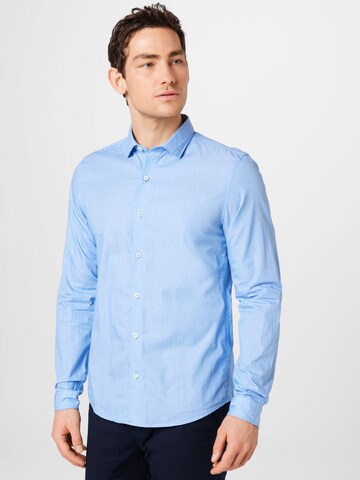 s.Oliver - Ajuste estrecho Camisa en azul: frente