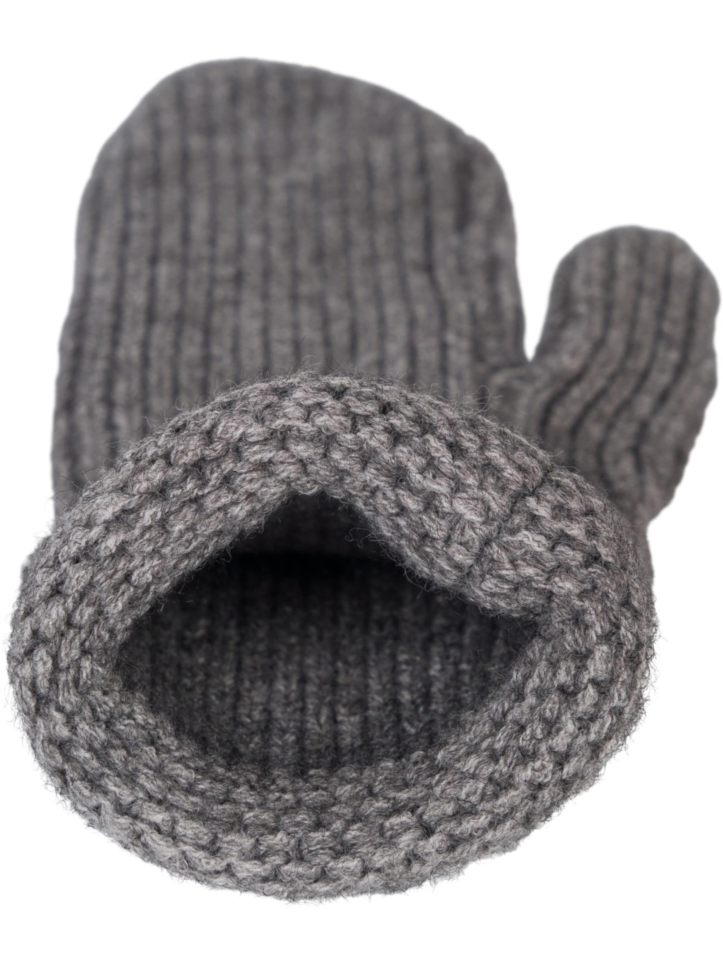 styleBREAKER Fingerhandschuhe 'Strick Fäustlinge mit gemustertem Bund'‌‌ in Grau