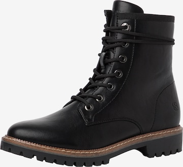 s.Oliver Lace-Up Ankle Boots in Black: front