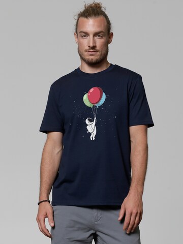 T-Shirt 'Little Balloon Astronaut' Watapparel en bleu : devant
