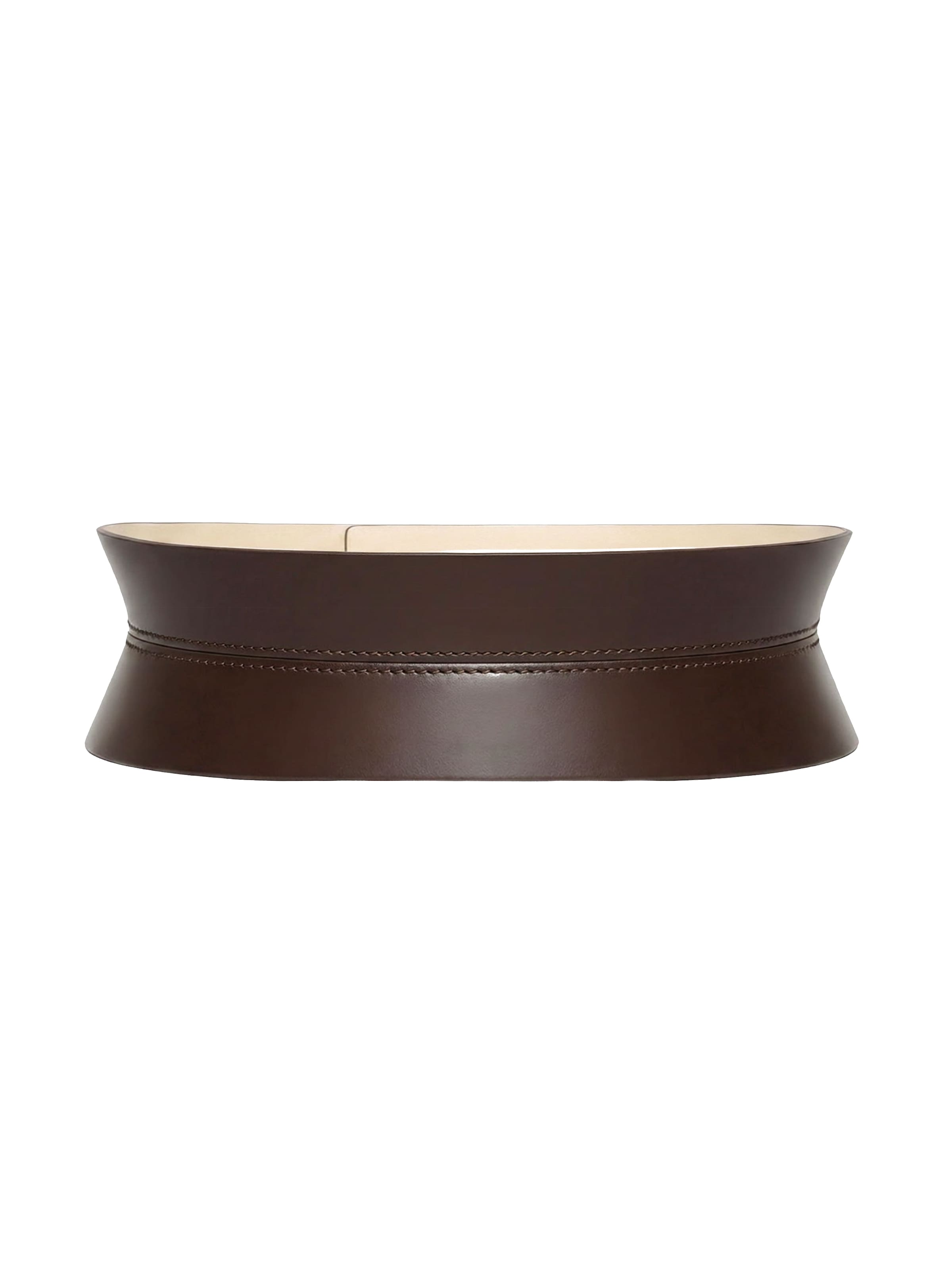 Haute Cuir - Cinturón 'Slim Sablier Corset Belt' en marrón: frente