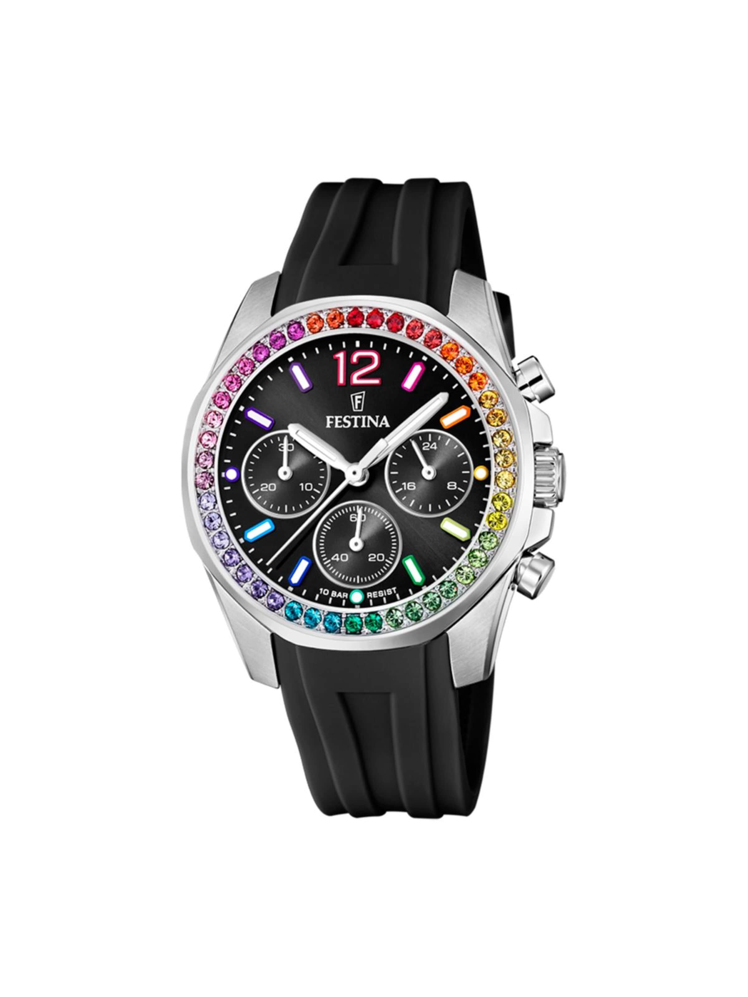Montre à affichage analogique 'Festina - Chronograph Boyfriend - Quartz watch movement - Watch case width: 38.1 mm' FESTINA en noir : devant