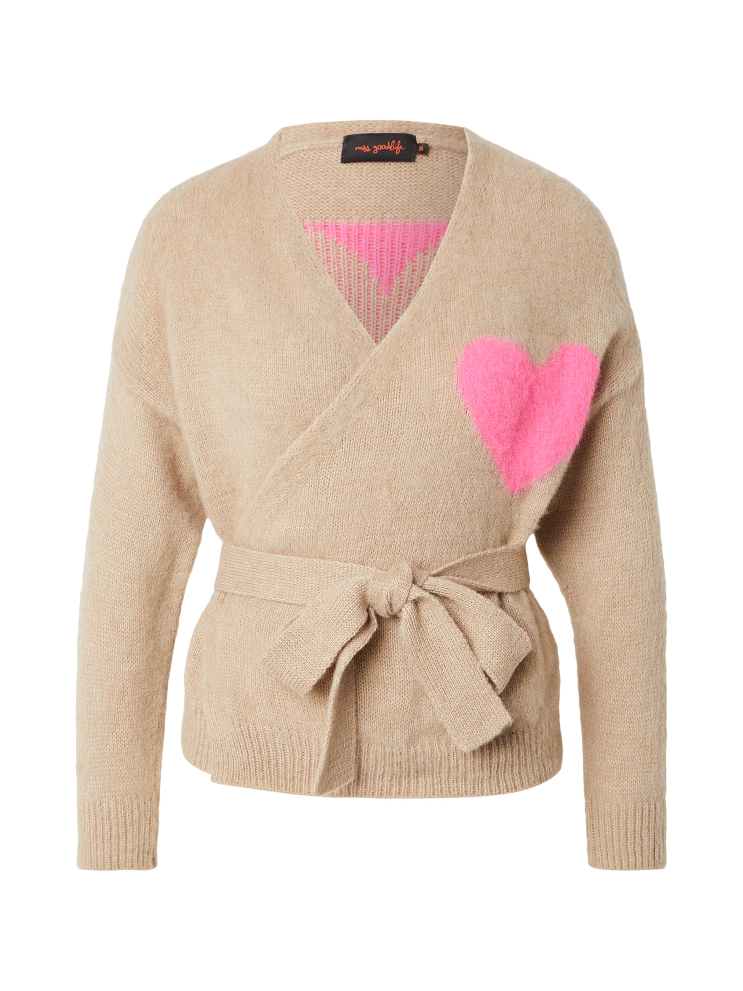 miss goodlife Πλεκτή ζακέτα 'Hearts' σε μπεζ: μπροστά