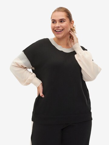 Zizzi Pullover 'MSUNDAY' in Schwarz: predná strana