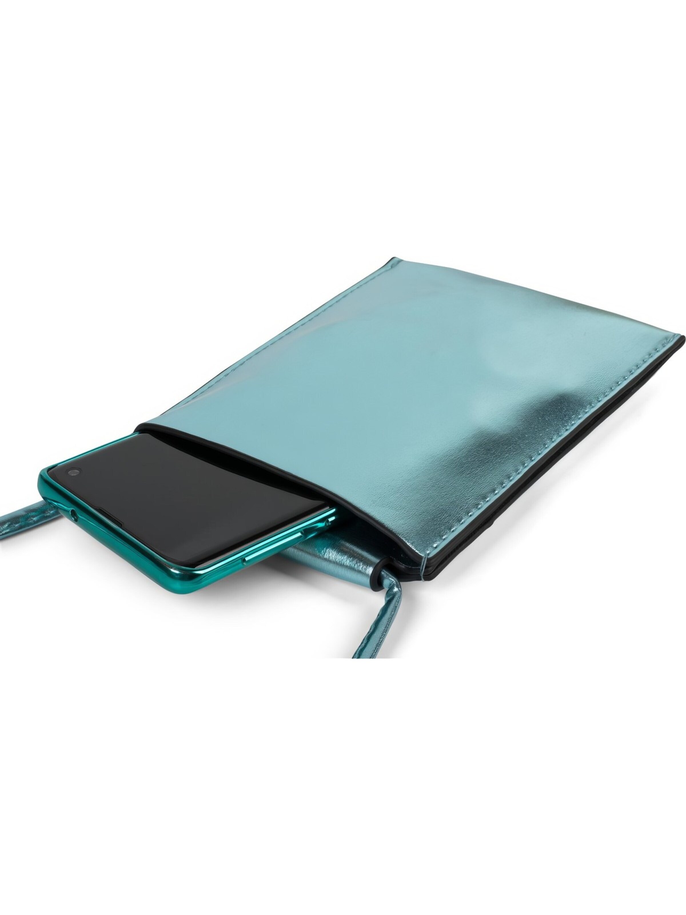 styleBREAKER Crossbody bag 'Handy Umhängetasche Metallic' in Blue