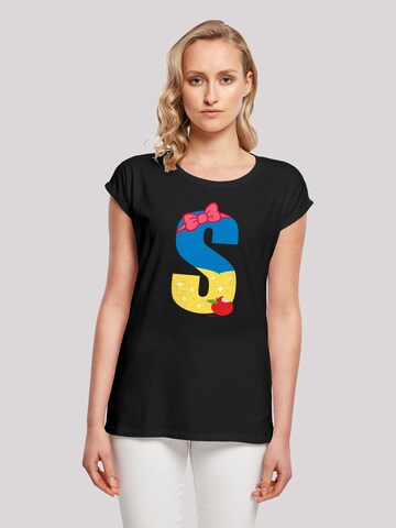 F4NT4STIC Shirt 'Disney Alphabet S Is For Snow White Schneewittchen' in Zwart: voorkant