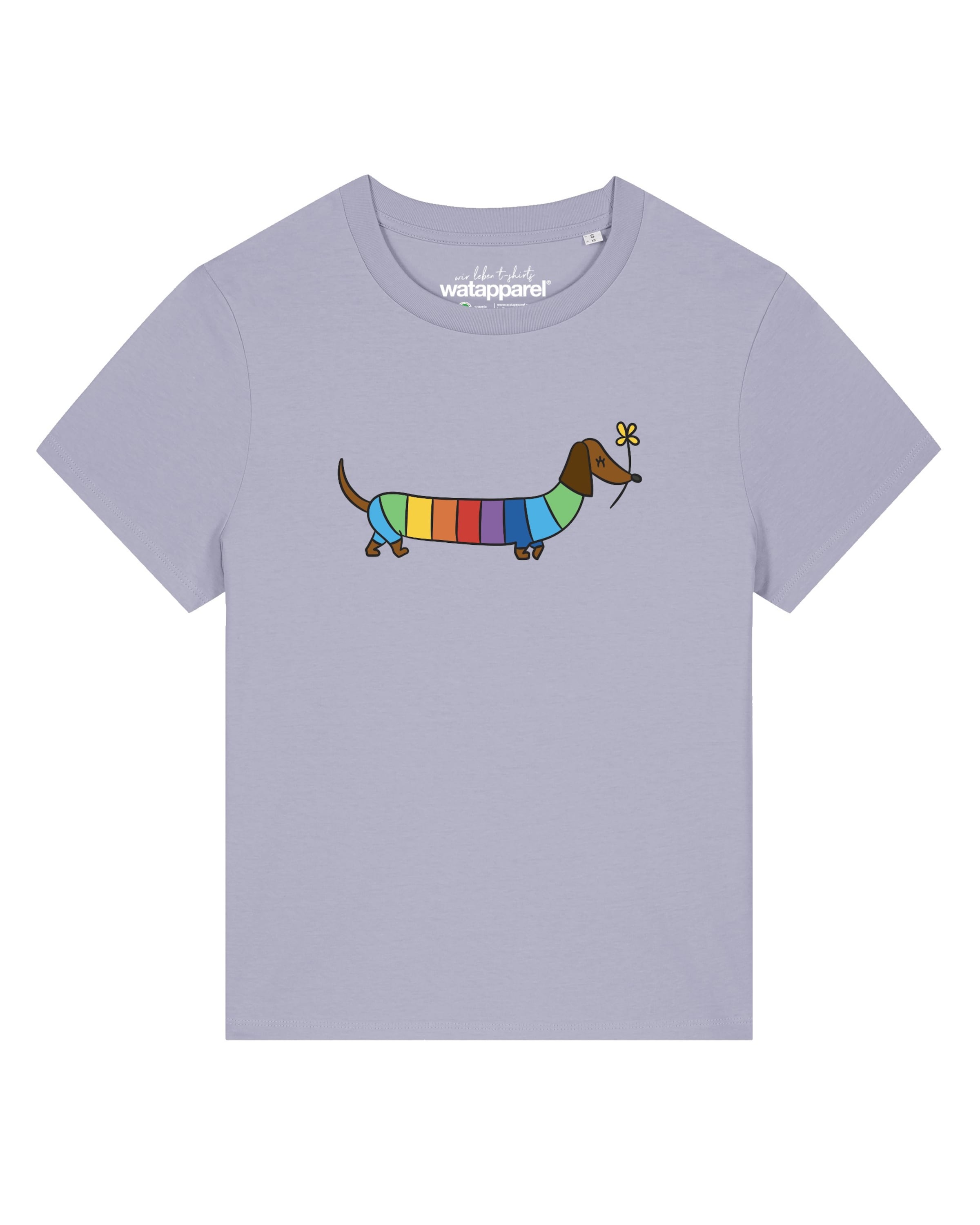 Watapparel Shirt 'Regenbogen Dackel' in Purple: front