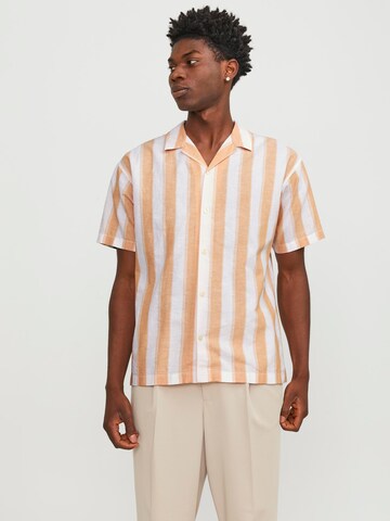 JACK & JONES Comfort fit Button Up Shirt 'Summer' in Orange: front