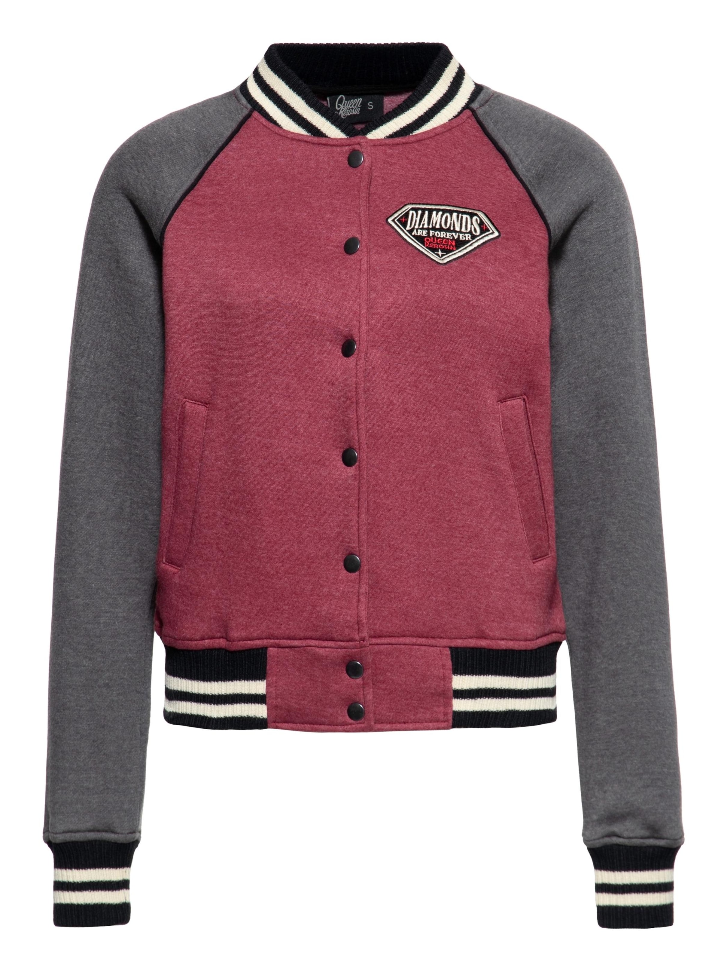 Queen Kerosin Between-Season Jacket 'Diamonds' in Red: front