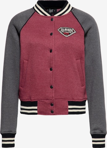 Queen Kerosin Between-Season Jacket 'Diamonds' in Red: front