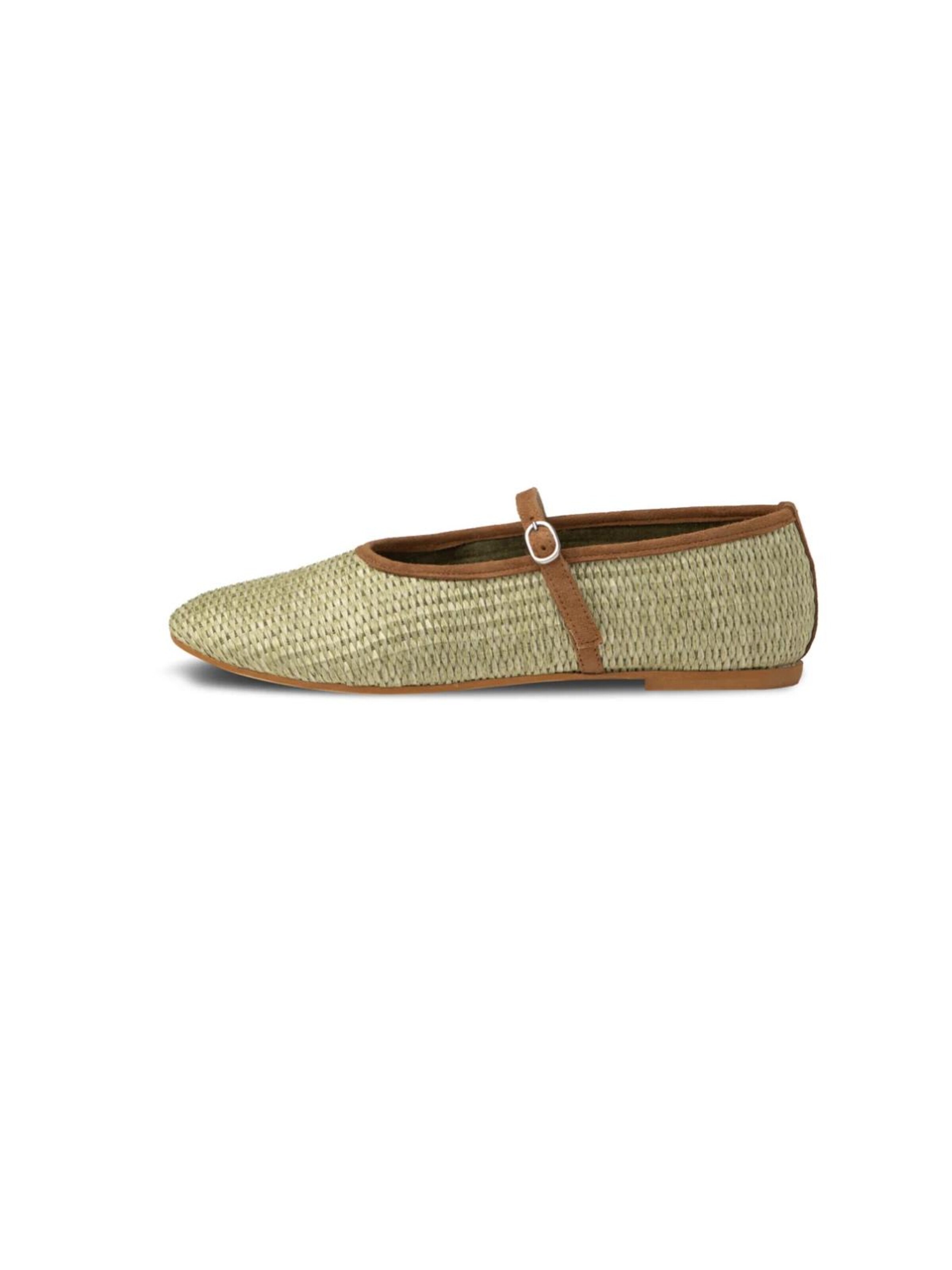 Flarelle Ballet Flats with Strap 'Carlotta' in Green: front