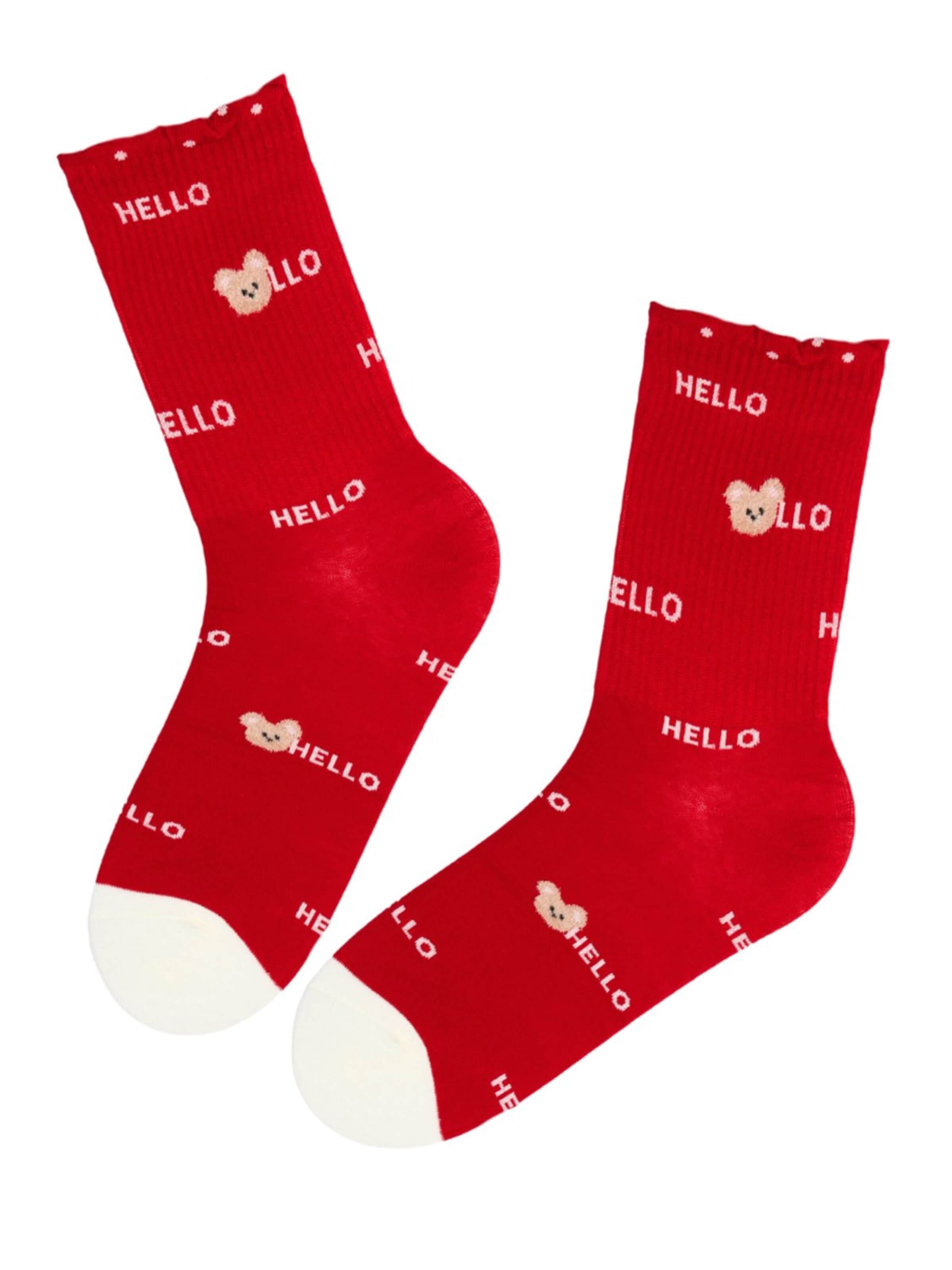 Sokisahtel Socken 'LUANA chequered cotton socks'‌‌‌ in 36-40 in rot, Produktansicht