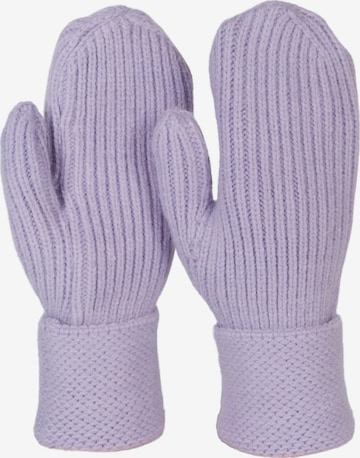 styleBREAKER Fingerhandschuhe 'Strick Fäustlinge mit gemustertem Bund' in Lila: Vorderseite