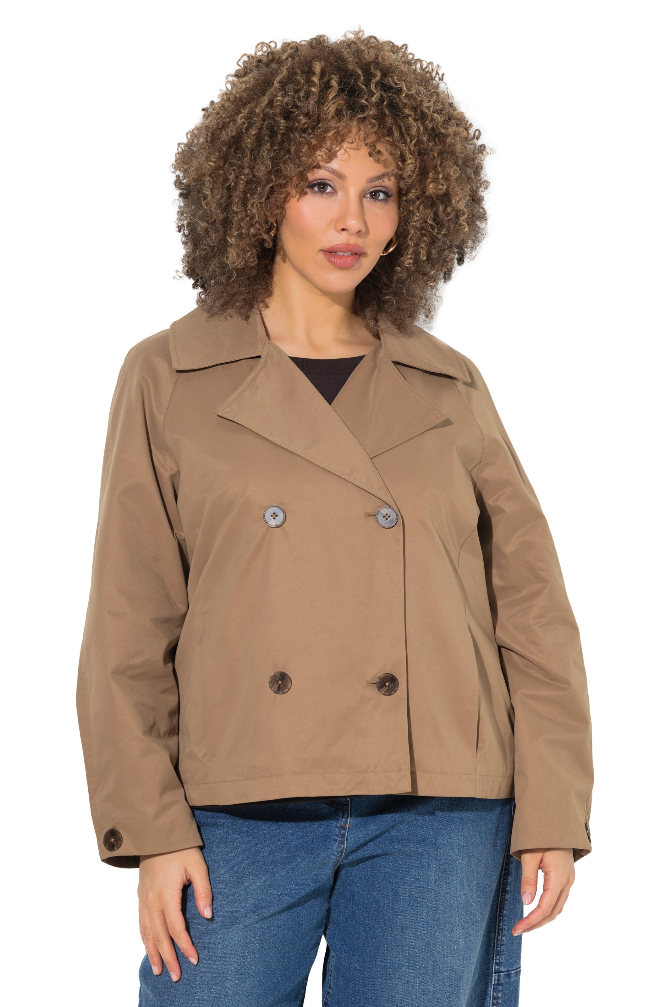 Ulla Popken Between-season jacket in Brown: front