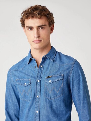 Maglietta 'Ls Western Shirt Mid Stone W5F25K14V 112130117' di WRANGLER in blu