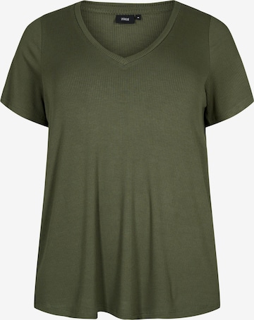 Zizzi Shirt 'Carly' in Groen: voorkant