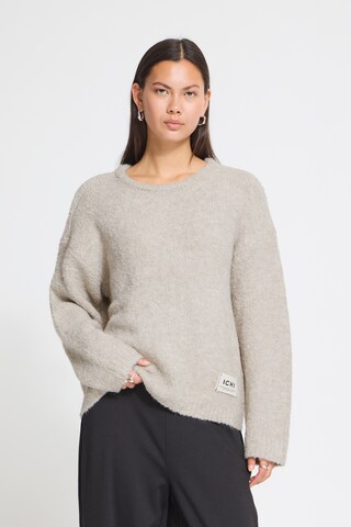 Pull-over ICHI en beige : devant