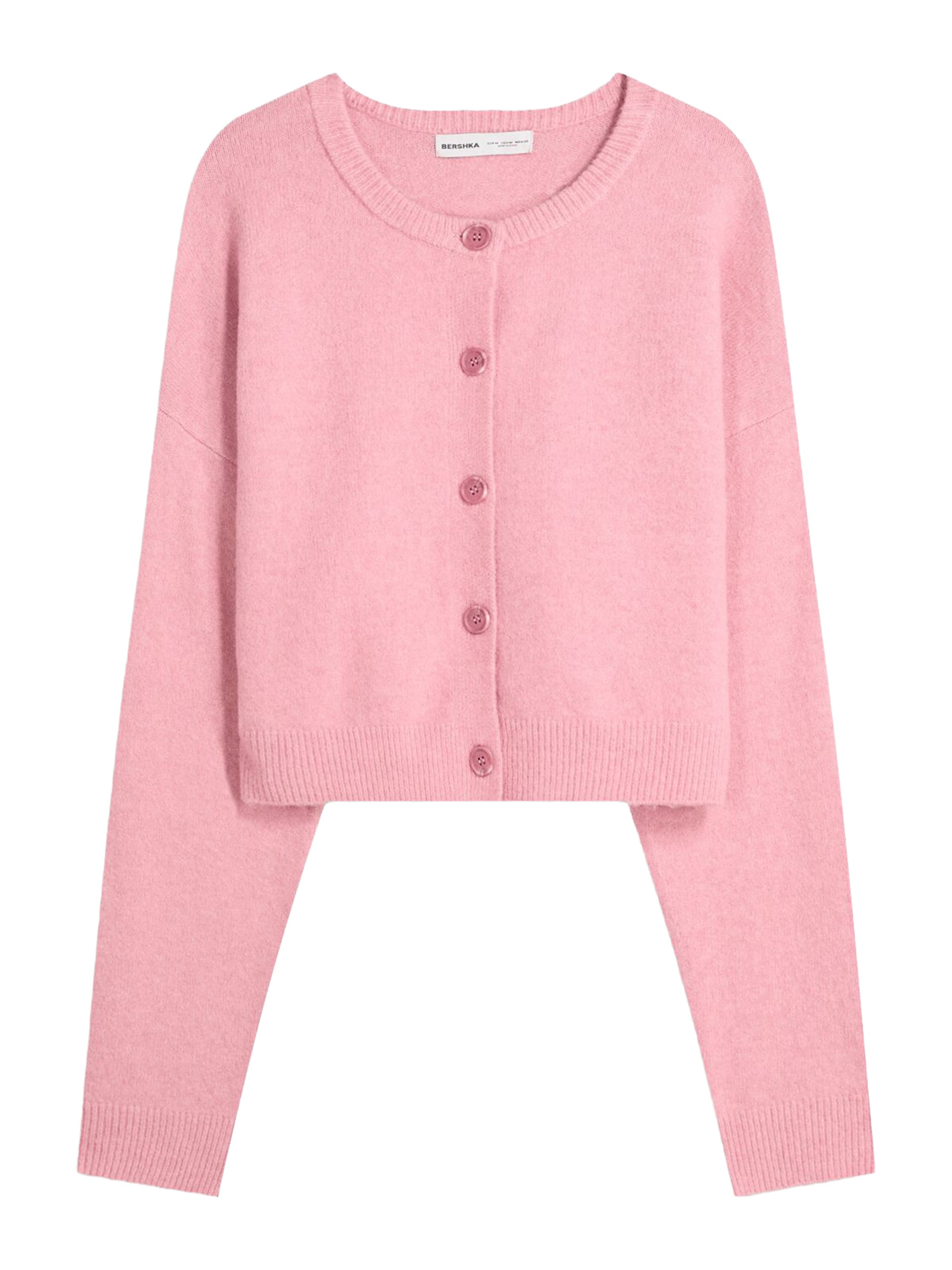 Bershka Knit cardigan in Pink: front