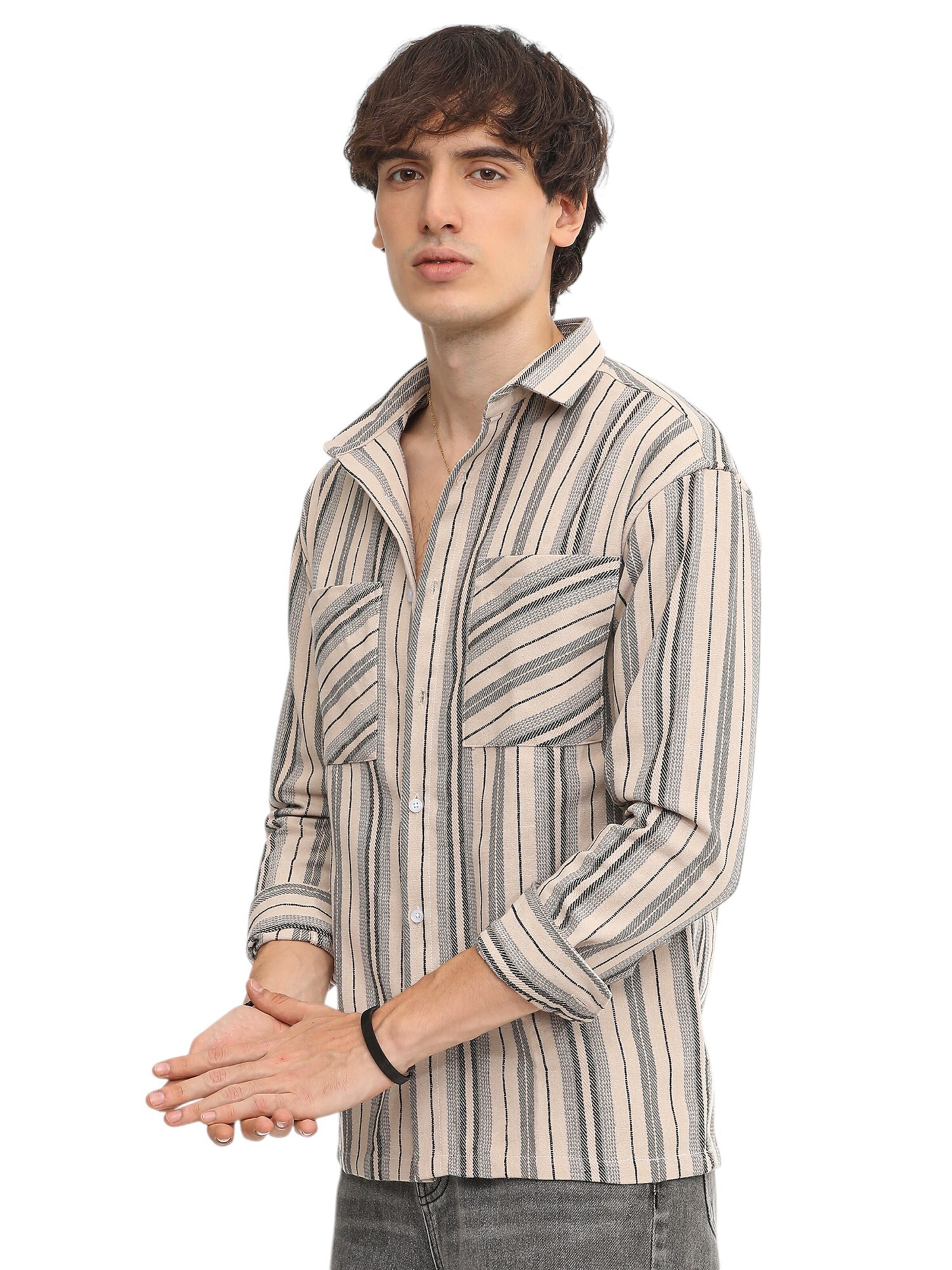 Campus Sutra Comfort Fit Πουκάμισο 'Zibiah' σε μπεζ