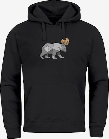 Neverless Sweatshirt 'Polygon Bär' in Schwarz: Vorderseite