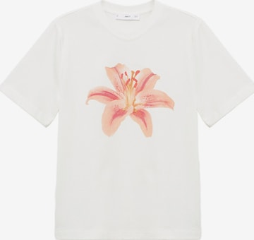 MANGO Тениска 'FLORAL' в бяло: отпред